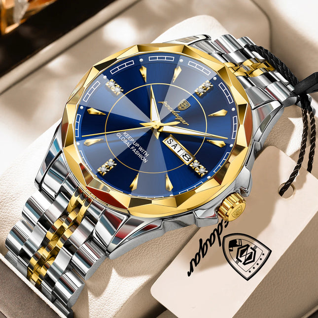 POEDAGAR Luxury Man Clock Business Waterproof Luminous Date Week Watches For Men Quartz Stainless Steel Fashion Men's Wristwatch