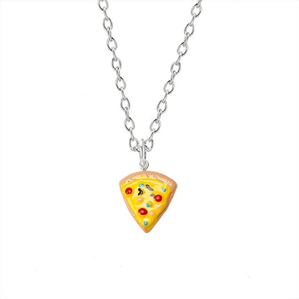 Cute Pizza Childhood Friendship Chain for Women Triangle Food Charms Necklace Best Friends Keychain BFF Jewelry Birthday Gifts