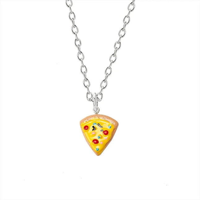 Cute Pizza Childhood Friendship Chain for Women Triangle Food Charms Necklace Best Friends Keychain BFF Jewelry Birthday Gifts