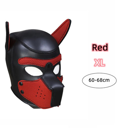 XL New Increase Large Size Puppy Cosplay Neoprene Fetish Hood Dog Mask Sex Toys with Detachable Nose for Couples Bdsm Bondage