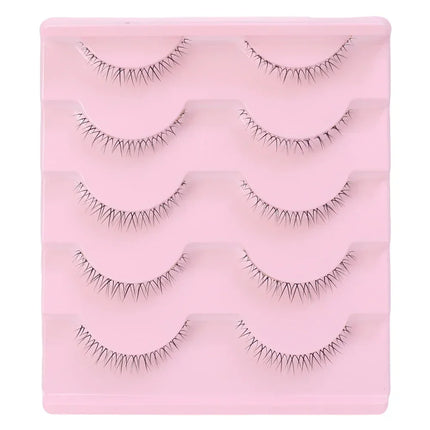 5 Pairs Thick Lower Eyelashes Pack Clear Band Under Eye Lashes 5D Soft Lower Eyelash Handmade Manga Bottom Lashes Makeup Tools
