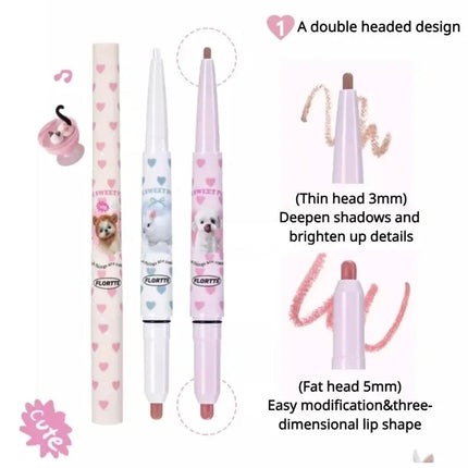 FLORTTE Dual-ended Lip Liner Pencil Natural Matte Cute Animals Nude Lipstick Pen Long Lasting Lip Gloss Korean Cosmetic Make Up