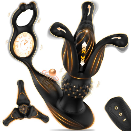 Male Anal Prostate Massager Vibrator Remote Control Thrusting Dildo Vibrating Butt Plug with Cock Ring Sex Toys for Men Women