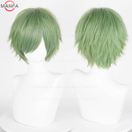 Anime 30cm Short Straight Cosplay Wig Black White Green Brown Purple Blue Gray Red Gold Man Women Heat Resistant Synthetic Hair
