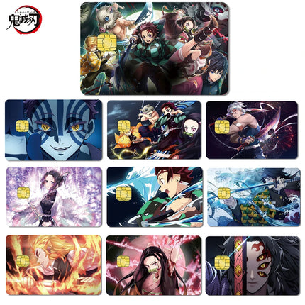 Anime Demon Salyer Matte PVC Sticker Film Tape Skin for Credit Card Debit Card Tanjirou Waterproof Stickers Small Chip Gifts