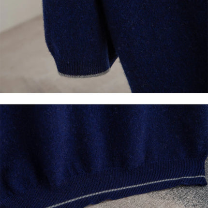 2025 Spring/Summer New Fashion O-Neck Knit Short Sleeve Spliced Business Casual T-Shirts Men's Clothing Loose Tops England Tees