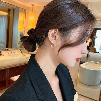Simple Design Gold Color Geometric Twisted Square Hoop Earrings For Women Creative Young Girls Party Wedding Jewelry