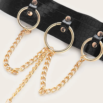 Sexy Body Chain Erotic Accessories For Women Pu Leather Nipple Cover Reusable With Choker Metal Chain Linked Nipple Pasties