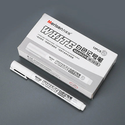 1/5pcs White Permanent Paint Pen Fine Head White Marker 1mm Quick-Drying Oil Waterproof Graffiti Pens Tire Fabric Wood Painting