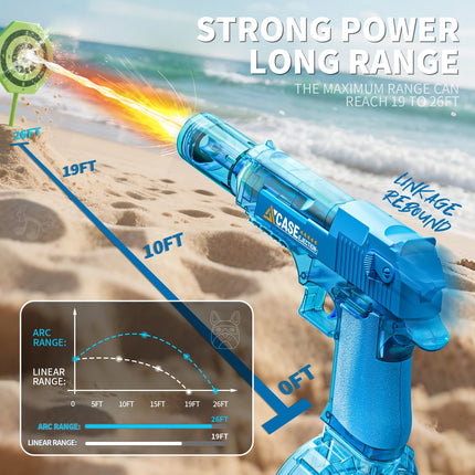 Manual & Electric Water Gun for Kids & Adults, With Lights & Rechargeable Water Blaster for Summer Pool Beach Outdoor Squirt Gun