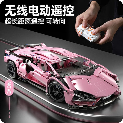1299 PCS Tech 1:14 Pink Racing Sports car building blocks Assemble brick car toys for girls birthday presents Christmas presents