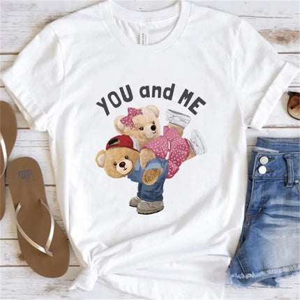 Women's Cute Bear Graphic T-shirt Short-Sleeved Clothes Women's Print T-shirt Summer 90s Fashion Style Women's Fashion T-shirt