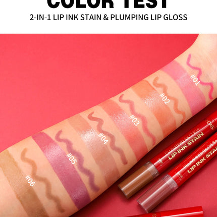 Lip Pencil Liquid Liner Double Head 2in1 Waterproof Tint Nude Oil Plump Gloss Mirror Lasting Moisturizing
