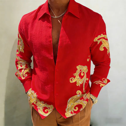 2026 Men's Linen HD 3D Printed Shirt Casual Long Sleeve Button Designer Shirt Hawaiian Outdoor Wedding Party Clothes for Men