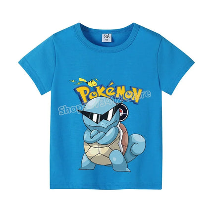 Pokemon Pikachu Boy Girl T Shirt Cute Cartoon Baby Clothes Squirtle Gengar T-Shirts Charmander Eevee Print Tees Kids Summer Tops
