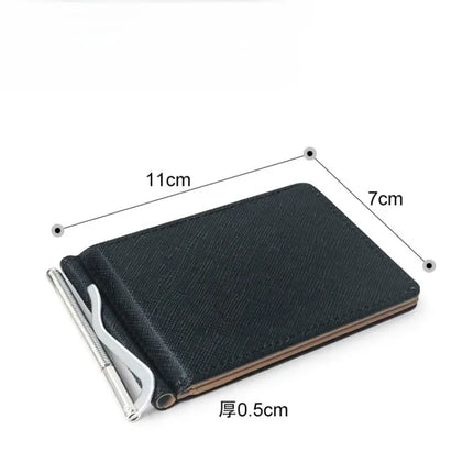 Leather Men Money Clips Metal Solid Wallets Credit Dollar Purses Money Holder Portafoglio Wallet for Male Minimalist Card Holder