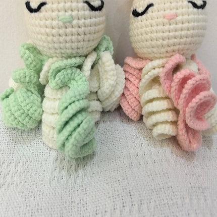 Handmade Crochet Rattle Play Gym Pendant for Kids Ocean Crochet Octopus Rattle Mobile Bell Ring Wooden Babies Gym Montessori Toy
