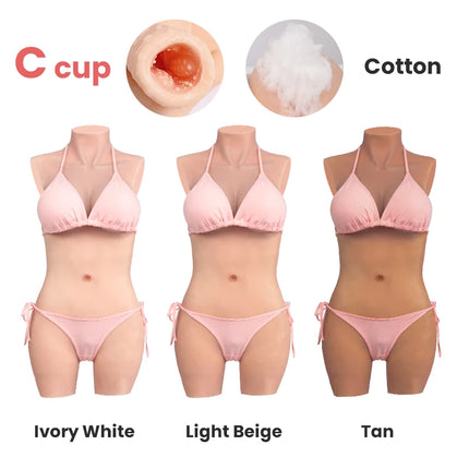KUMIHO C D Cup 3-Point Bodysuit Cosplay Sissy Silicone Fake Vagina Breast Forms Boobs Silicon Body For Crossdresser Drag Queen