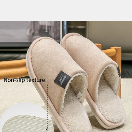 Household Indoor Men's Slippers Autumn and Winter Home Floor for Guests Lightweight Quiet Non-slip Suede Fabric Couple's Shoes