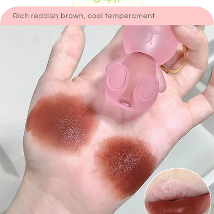 Gege Bear Rabbit Lip Glaze, Matte Velvet Lip Clay Long-lasting Color Non-drying Lipstick