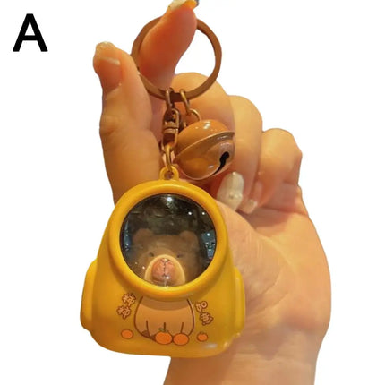 Cute Kapibala Small Night Light Keychains Kawaii Bag Hang Celebrity Atmosphere Light Key Chain Space Capsule Trinket Friend Gift