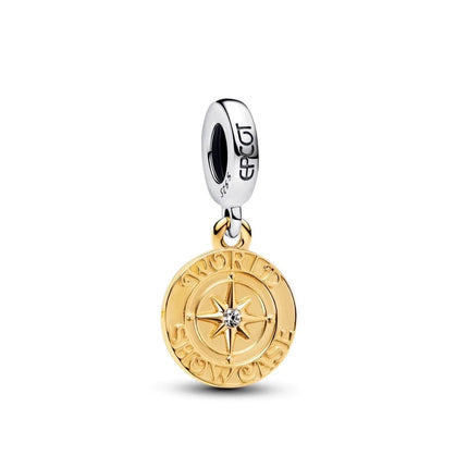 Coin Pendant Charms 925 Silver Vintage Round Seal Metal Golden Skull Compass Medal Beads Bracelets Necklaces Parts Fine Jewelry
