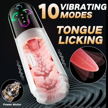LCD Automatic 5IN1 Telescopic Sucking Licking Male Masturbator Cup Penis Pump Heated Vagina Masturbation Adults Sex Toy for Men