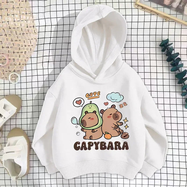 Autumn Winter Capibara Cute Printed Children's Hoodies Casual Fashion Kid Sweatshirt Girl Boy Clothing Warm Long Sleeve Pullover