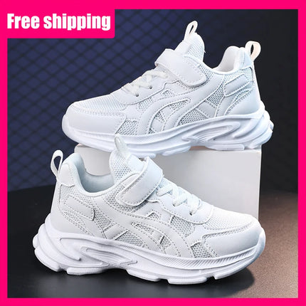 Children Sports Shoes Classic White Casual Running Shoes Spring Autumn New Breathable Mesh Thick Soled Non Slip Kids Sneakers