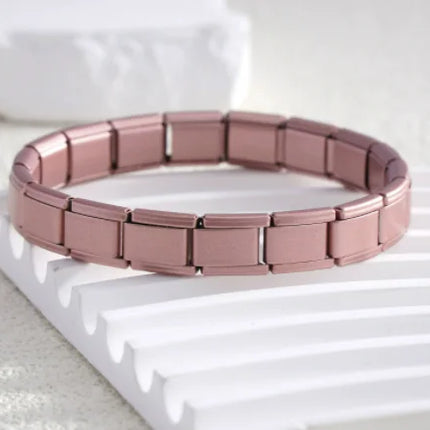 Italian Charm Link Stainless Steel Golden Bracelet for Woman Men DIY Making 9mm Bead Silver Color Retro Bangle Jewelry Wholesale