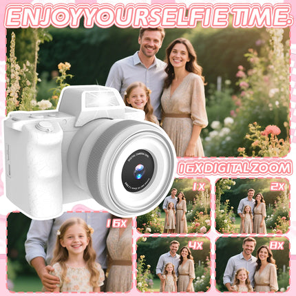 Kids Digital Camera with DSLR Look, HD 1080P Toy Camera with Lanyard, Portable Video Camcorder for Children, Perfect Birthday Gi