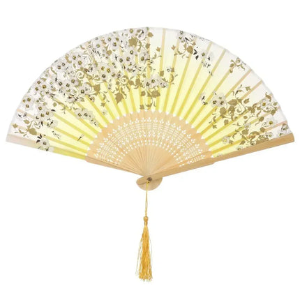 Retro Flower Pattern Home Decoration Elegent Bamboo Folding Fan Chinese Style Painting Handheld Fan Dance Performance Props