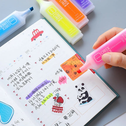 6 Colors Marker Liquid Highlighters Kawaii Gifts for Students Taking Notes Lovely Painting Office Supplies Stationery