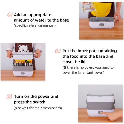 Electric Lunch Box Pluggable Heating Single Layer Insulation Office Workers Portable Hot Vegetable Cooking Bento Lunch Box