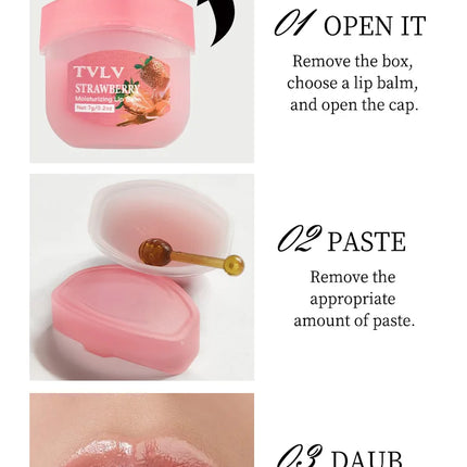 8 Fruit Lip Balm Set with Spoon Lip Care Autumn and Winter Moisturizing Lip Mask Set