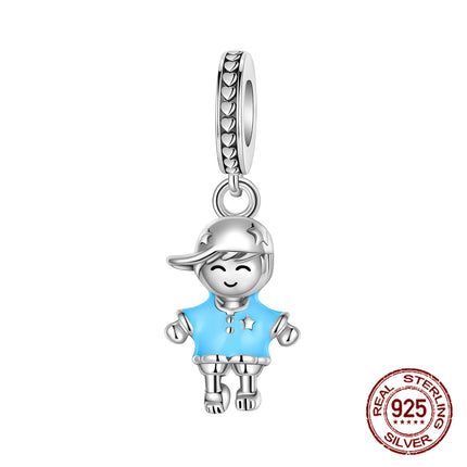 925 sterling silver boys and girls lovers pendant charms Fit 4MM hole diameter bracelet charm beads necklace Diy female jewelry