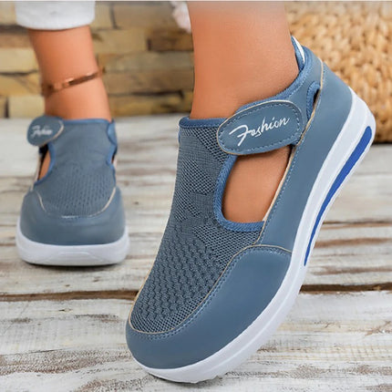 Designer Women Sneakers Wedge Tennis Shoes Red Blue Canvas Women Casual Shoes Ladies Platform Vulcanized Shoe Hollow Out Shoes