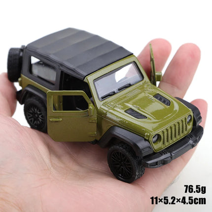 Packaged 1/43 New Alloy Jeep Wrangler Rubicon Pull-Back Off-Road Model, Three-Door Metal Model, Exquisite Gift for Children