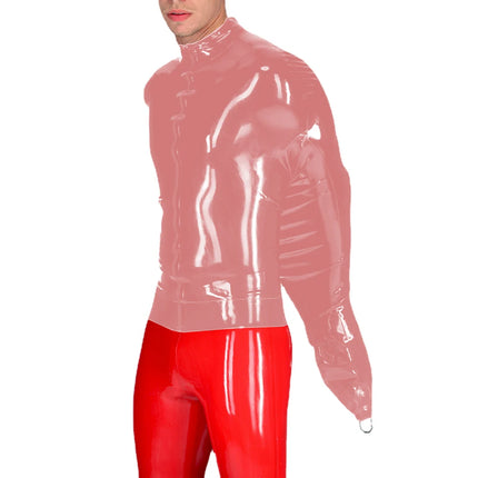 Exotic Mens BDSM Shiny PVC Leather Armbinder Restraint Tops Sexy Club Straitjacket Full Sleeve One Arm Bondage T-Shirts Cosplay