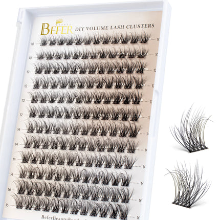 Befer 144pcs Lash Clusters 3D Natural Fluffy Cluster Lashes DIY Lash Extension 10-16mm Hight Quality Soft Super Thin Band Makeup