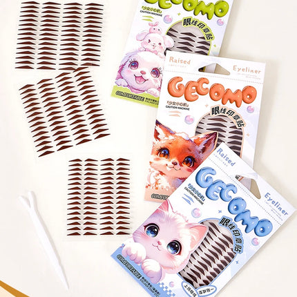 GECOMO Eyeliner Stamp Sticker Waterproof Brown Korean-style Natural Eye Makeup Novice Use Simple Symmetry Eyeliner Seal Stick