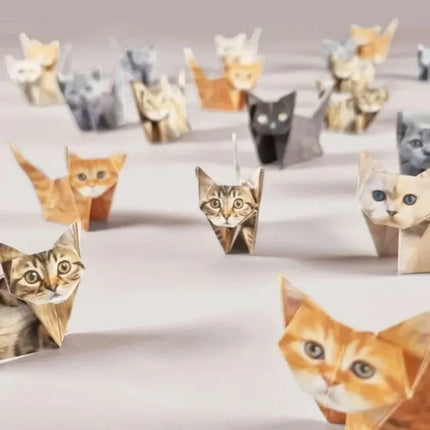 50pcs DIY Paper Cats DIY Origami Paper to Fold Cute Cat Figures Handmade DIY Paper Dinosaur Fun Art Craft Folding Animal Set