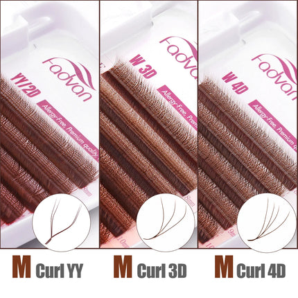 FADVAN Brown YY 3D 4D 5D Lashes W Shape Makeup Fake Eyelashes D/M/L Curl Natural Soft Eyelashes Extensions For Holiday Party