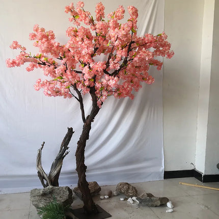 Simulation cherry tree double layer blooming cherry large plant cafe hotel shopping mall floor decoration props fake tree