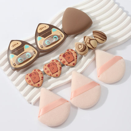 Rice Ball Cat 12-Piece Set, Expands When Exposed to Water, Dual-Use for Wet and Dry, Makeup Sponge Suitable for All Skin Types