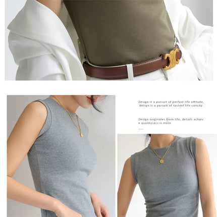 Women's Cotton Round Neck Colorful Basic Sleeveless Undershirt Tops Tees with Coverage for Side Cleavage