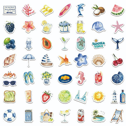 50Pcs Summer Beach INS Style Graffiti Stickers Decoration Luggage Phone Guitar Scraphbook Waterproof Sticker Kid Toys Party Gift