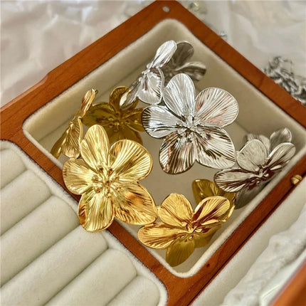 LATS New Personality Wide Flower Bracelet Opening Geometric Adjustable Hand Jewelry Wholesale