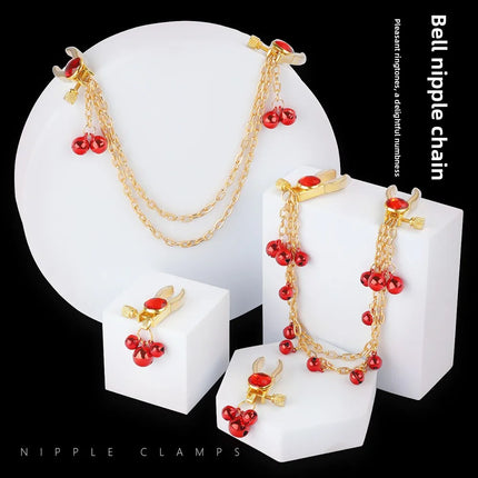 Bell-equipped Nipple Clamp Tassel Design BDSM Flirting Is Suitable for Couples Adjustable Nipple Clamp Chain