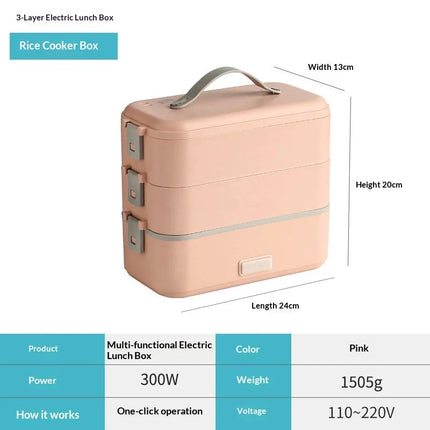 Hot Selling Stainless Steel Portable Electric Heating Lunch Box With Auto Warming Function for Office Travel and Camping Use